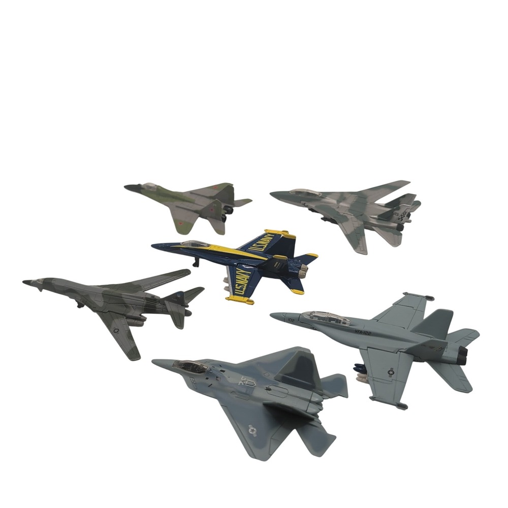 Maisto Diecast Aircraft Lot 6pc Blue Angels F-18 F-22 F-14 MiG-29 B-1B Jets